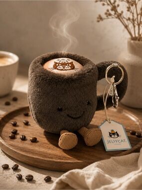 Jellycat Amuseable Coffee Cup bag charm keychain NWT